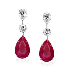 Classic Pear Cut Ruby Drop Earrings In Sterling Silver