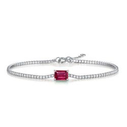 Emerald & Round Cut Ruby Tennis Bracelet For Women