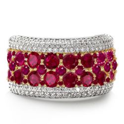 Two Tone Multi Row Ruby Wedding Band Promise Ring For Women