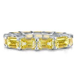 Emerald Cut Yellow Topaz Eternity Wedding Band Promise Ring