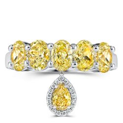 Halo Pear & Oval Cut Half Eternity Yellow Topaz Wedding Band