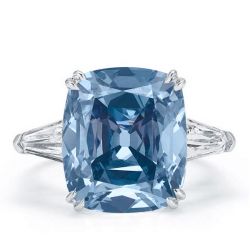 Italo Blue Topaz Ring Cushion Cut 3 Stone Engagement Ring