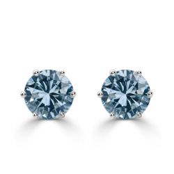 Italo Round Cut Blue Sapphire Stud Earrings For Women