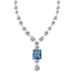 Italo Radiant Cut Blue Topaz Pendant Necklace For Women