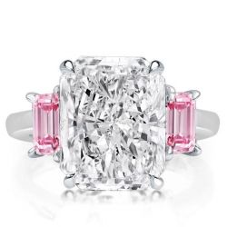 Italo Three Stone Radiant Cut White Sapphire Engagement Ring