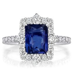 Italo Halo Radiant Cut Blue Sapphire Engagement Ring