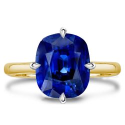 Italo Two Tone Cushion Cut Blue Sapphire Engagement Ring