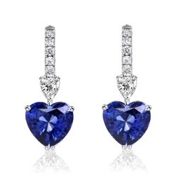 Italo Heart & Pear Cut Blue Sapphire Drop Earrings For Women