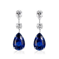 Italo Pear Cut Blue & White Sapphire Drop Earrings