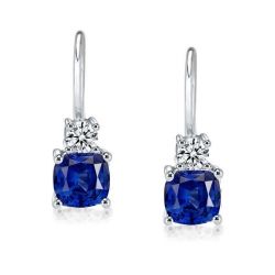 Italo Cushion & Round Cut Blue Sapphire Drop Earrings