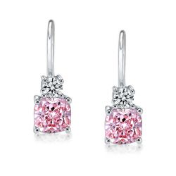 Italo Classic Cushion Cut Pink Sapphire Drop Earrings