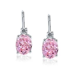 Italo Oval Cut Pink Sapphire Drop Earrings For Women