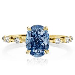 Italo Golden Oval Cut Blue Sapphire Engagement Ring