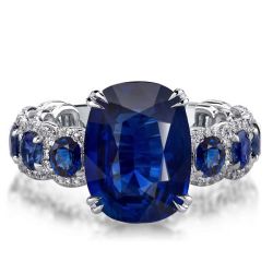 Itao Halo Oval Cut Blue Sapphire Engagement Ring For Women
