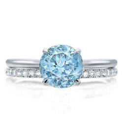 Aquamarine Ring Solitaire Engagement Ring Set