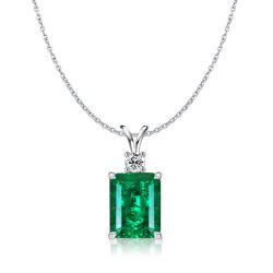 Italo Emerald Cut Emerald Green Pendant Necklace For Women