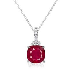 Italo Cushion Ruby Pendant Necklace For Women