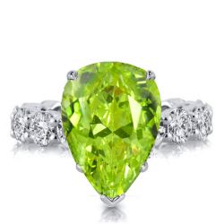 Italo Peridot Ring Pear Shaped Engagement Ring Unique Cocktail Ring