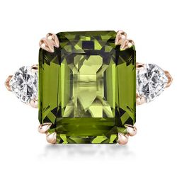 Italo Rose Gold Emerald Cut Peridot Engagement Ring
