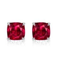 Italo Cushion Cut Ruby Sapphire Stud Earrings For Women