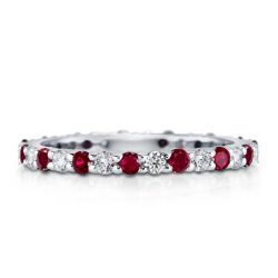 Italo White & Ruby Sapphire Eternity Wedding Band For Women