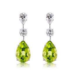 Italo Peridot Pear Cut Drop Earrings For Women Silver Earrings