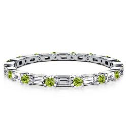 Italo Peridot Baguette Cut Eternity Wedding Band For Women