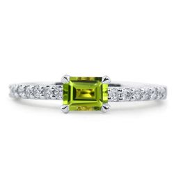 Italo East West Peridot Emerald Cut Wedding Band For Women