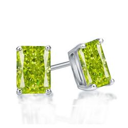 Italo Peridot Radiant Stud Earrings For Women Silver Earrings