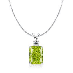 Italo Peridot Radiant Cut Pendant Necklace For Women