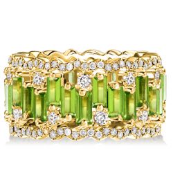 Italo Peridot Baguette Cut Eternity Wedding Band For Women