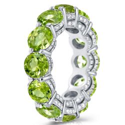 Italo Peridot Round Cut Eternity Wedding Band For Women