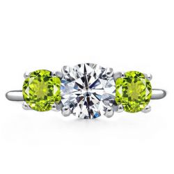 Italo Peridot Round Cut Three Stone Engagement Ring For Women