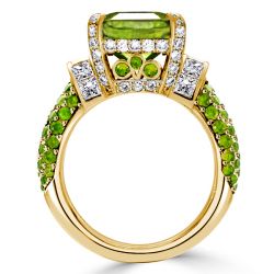 Italo Vintage Peridot Emerald Cut Engagement Ring For Women