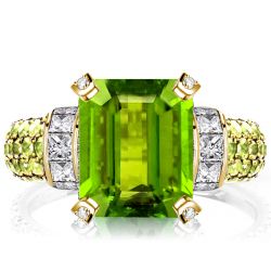 Italo Vintage Peridot Emerald Cut Engagement Ring For Women