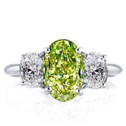 Italo Peridot Oval Cut White Three Stone Ring Engagement Ring