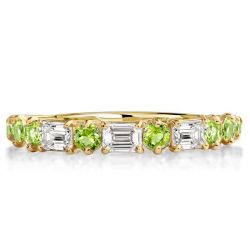 Italo Peridot Round & Emerald Cut Half Eternity Wedding Band