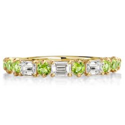 Italo Peridot Round & Emerald Cut Half Eternity Wedding Band