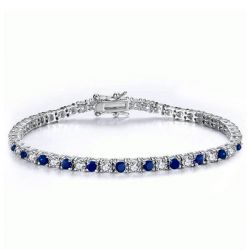 Italo Blue & White Round Cut Classic Tennis Bracelet For Women