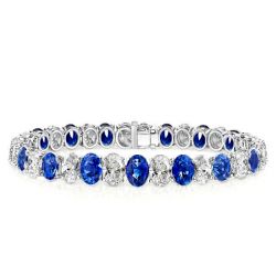 Italo Classic Blue Sapphire Oval Cut Tennis Bracelet For Women