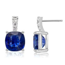 Italo Blue Cushion Cut Drop Earrings For Women Sliver Earrings