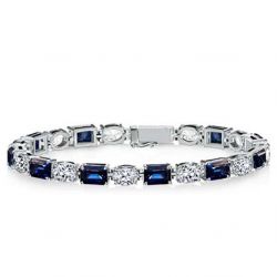 Italo Alternating Blue & White Emerald Cut Tennis Bracelet