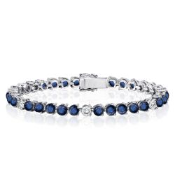 Italo Blue Round Cut 3 Prong Tennis Bracelet For Women