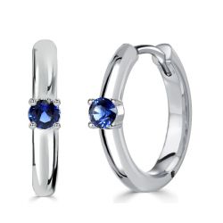 Italo Classic Blue Single Round Huggie Hoop Earrings For Women