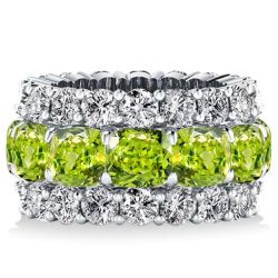 Italo Peridot Cushion Cut Eternity Wedding Band For Women