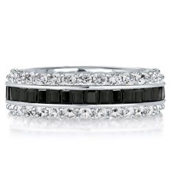 Italo Black Baguette Triple Row Eternity Wedding Band For Women