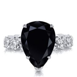 Black Sapphire Pear Cut Engagement Ring For Women Promise Ring