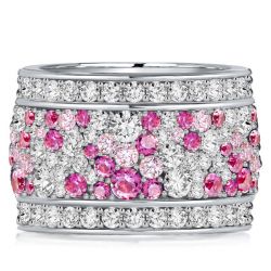 Italo Pink Round Multi Row Eternity Wedding Band For Women