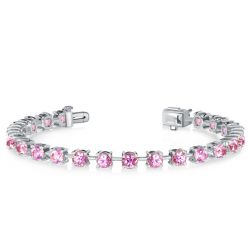 Italo Classic Round Cut Pink Sapphire Tennis Bracelet For Women