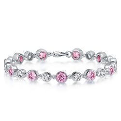 Italo Alternating White & Pink Sapphire Tennis Bracelet